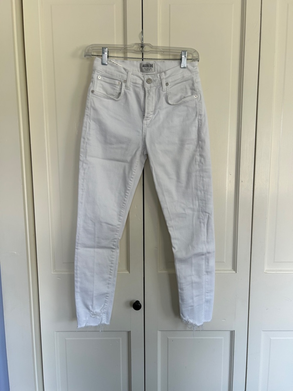 Agolde White Cropped Slim Ankle Jeans